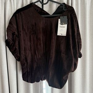 Zara Dark Brown Velvet Blouse
